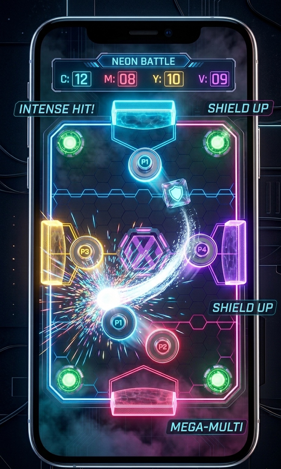 DiscClash intense battle with power-ups